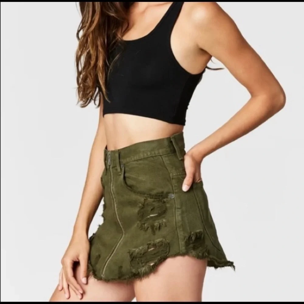 Carmar Olive Beatrice Zip Front Skirt